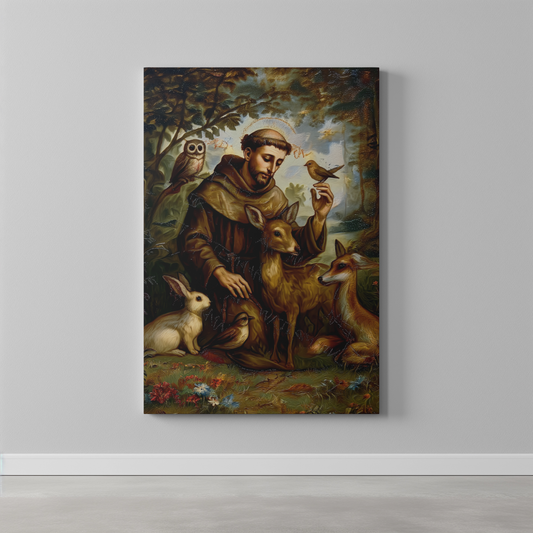 St Francis of Assisi Matte Canvas Print - Religious Wall Art