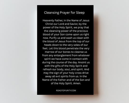 Cleansing Prayer Before Sleep metal holy card back with prayer