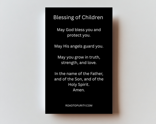 Blessing for Children metal holy card back with prayer