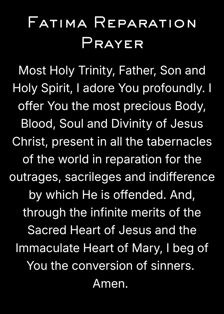 CLASSIC VERSION Fatima Reparation Prayer - PREMIUM METAL