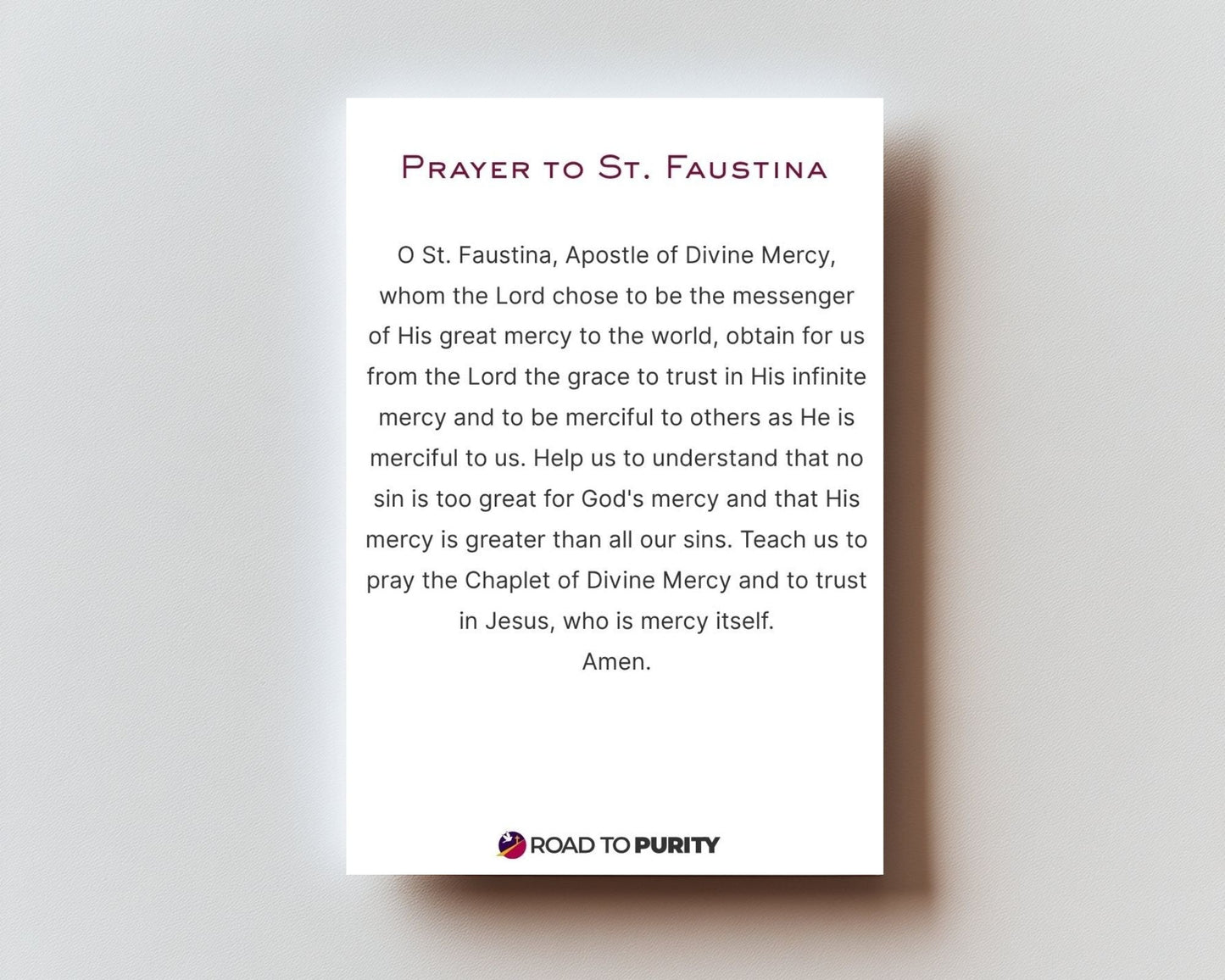 Prayer to St Faustina - Holy Card original image 2