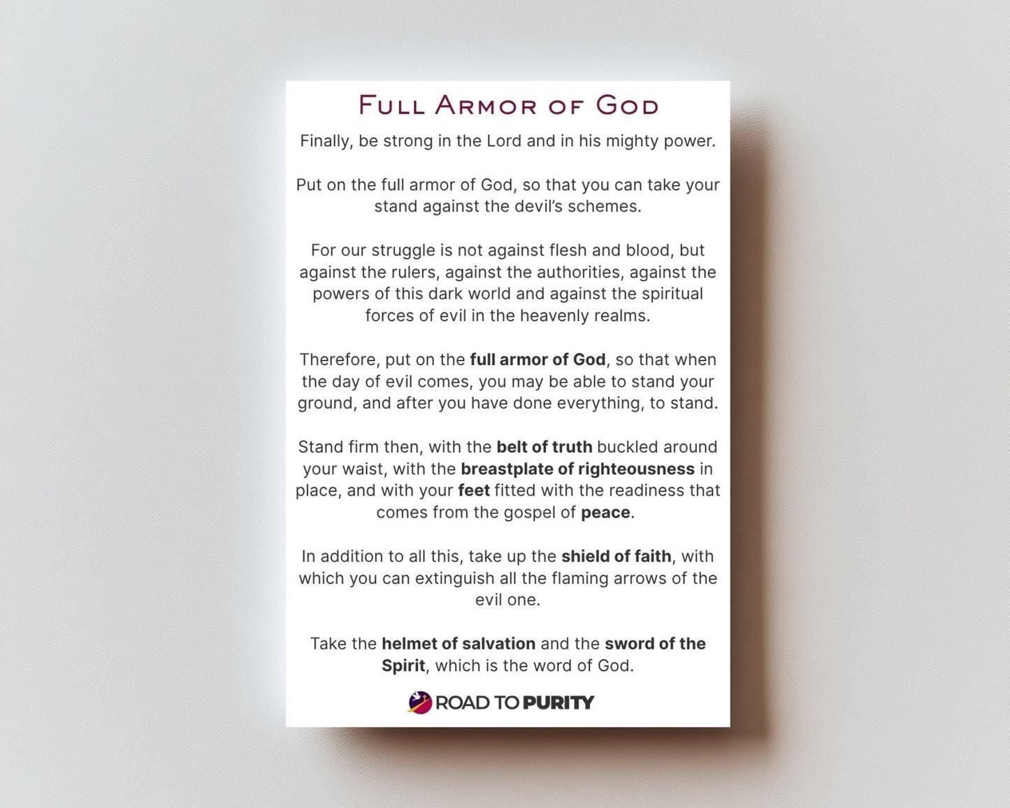 Full Armor of God- Holy Card original image 2