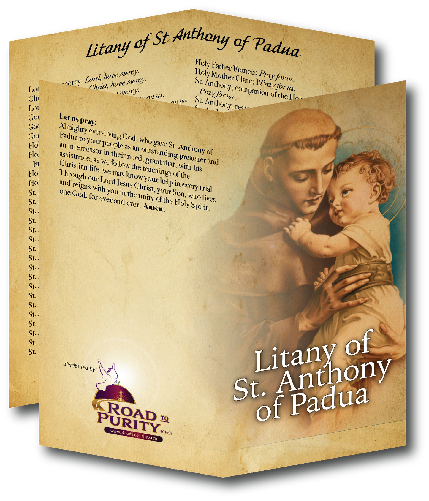 Litany of St Anthony of Padua - Prayer Card / 3" x 6" folded