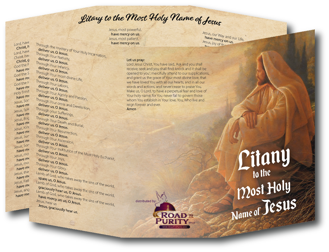 Litany to the Most Holy Name of Jesus - Prayer Card / 3" x 6" folded