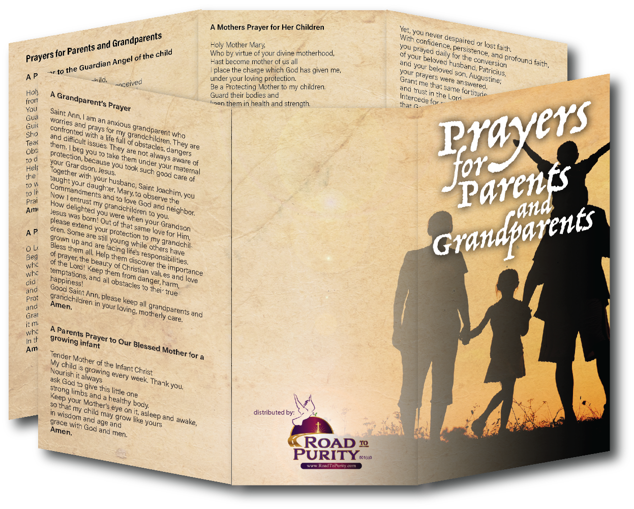 Prayers for Parents and Grandparents - Prayer Card / 3" x 6" folded