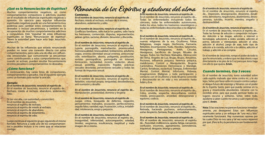 Renunciation of Spirits and Soul Ties - Prayer Card -SPANISH (c)