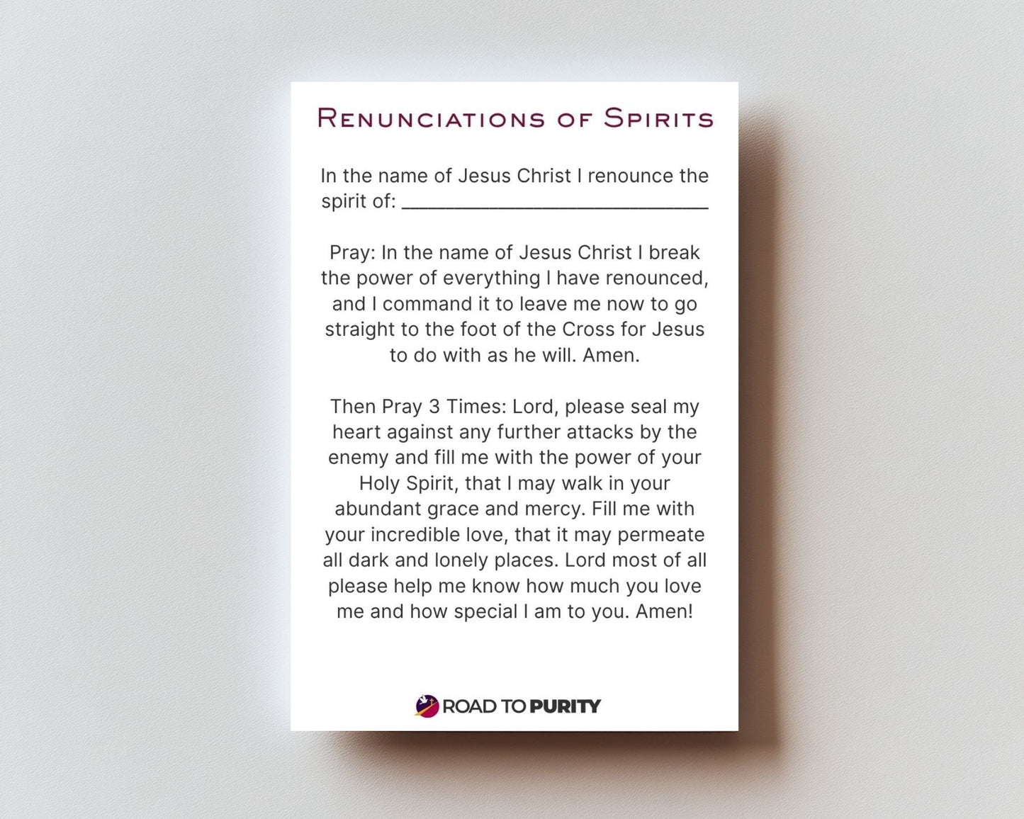 Renunciation of Spirits - Holy Card original image 2