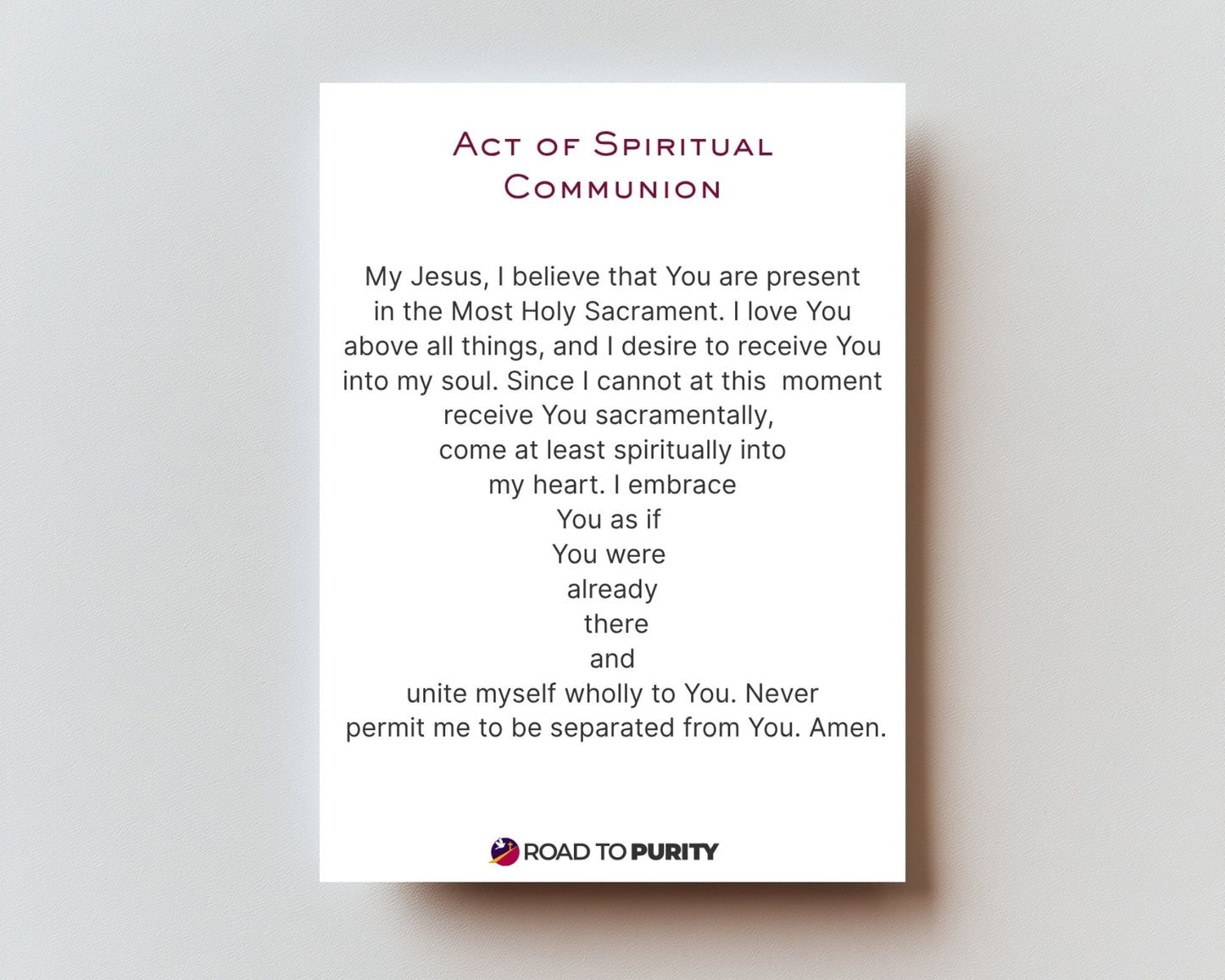 Act of Spiritual Communion - Holy Card original image 2