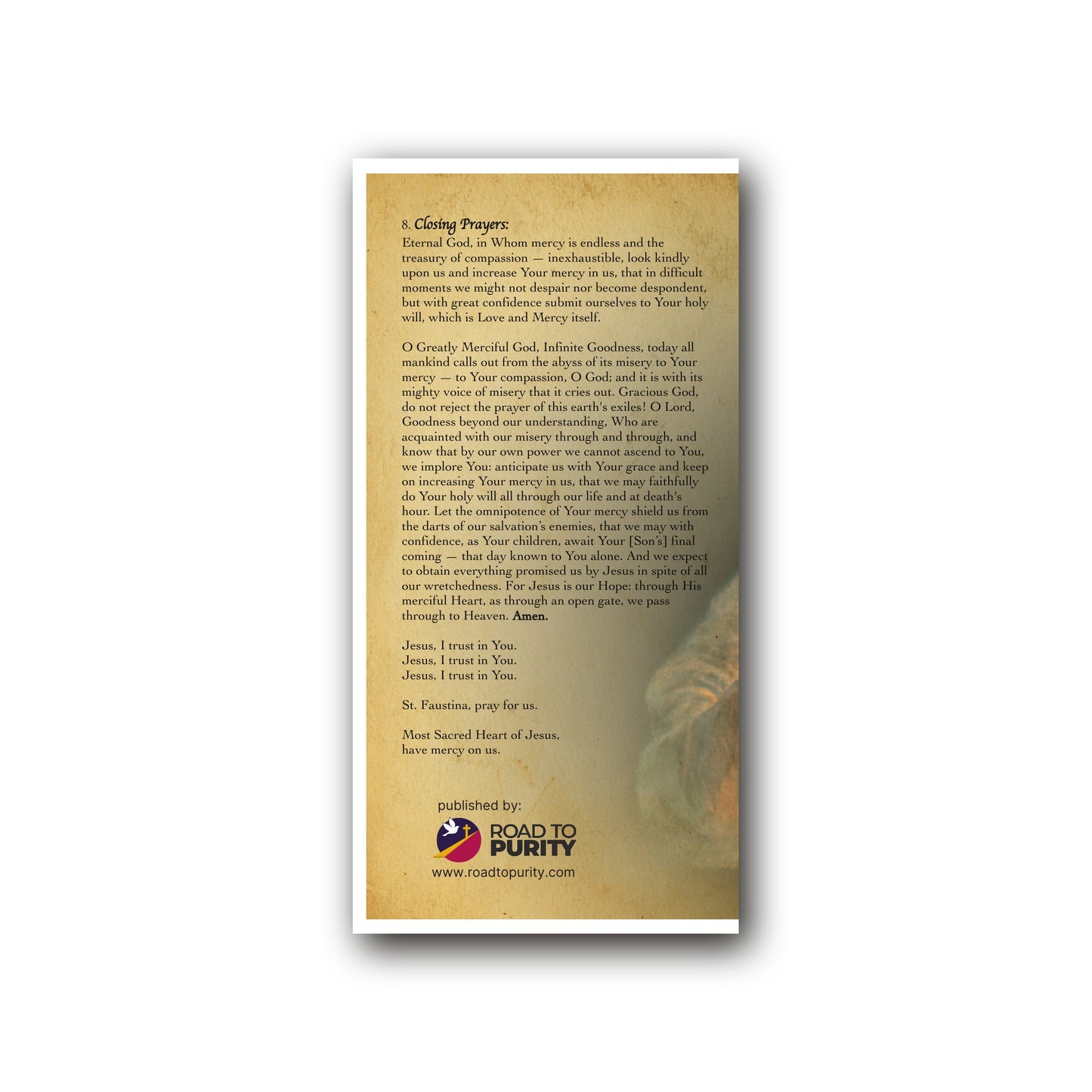 Chaplet of Divine Mercy - Prayer Card / 3x 6" folded — back