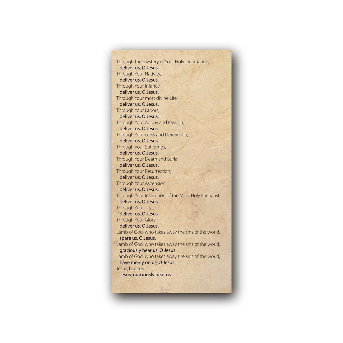 Litany to the Most Holy Name of Jesus - Prayer Card / 3" x 6" folded — back