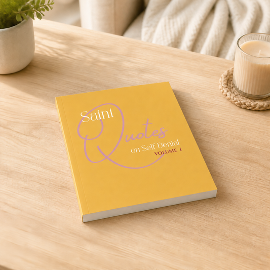 saint-quotes-self-denial-volume-1 — flat table mockup