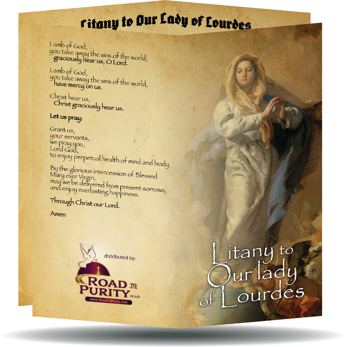 Litany to Our Lady of Lourdes - Prayer Card / 3" x 6" folded