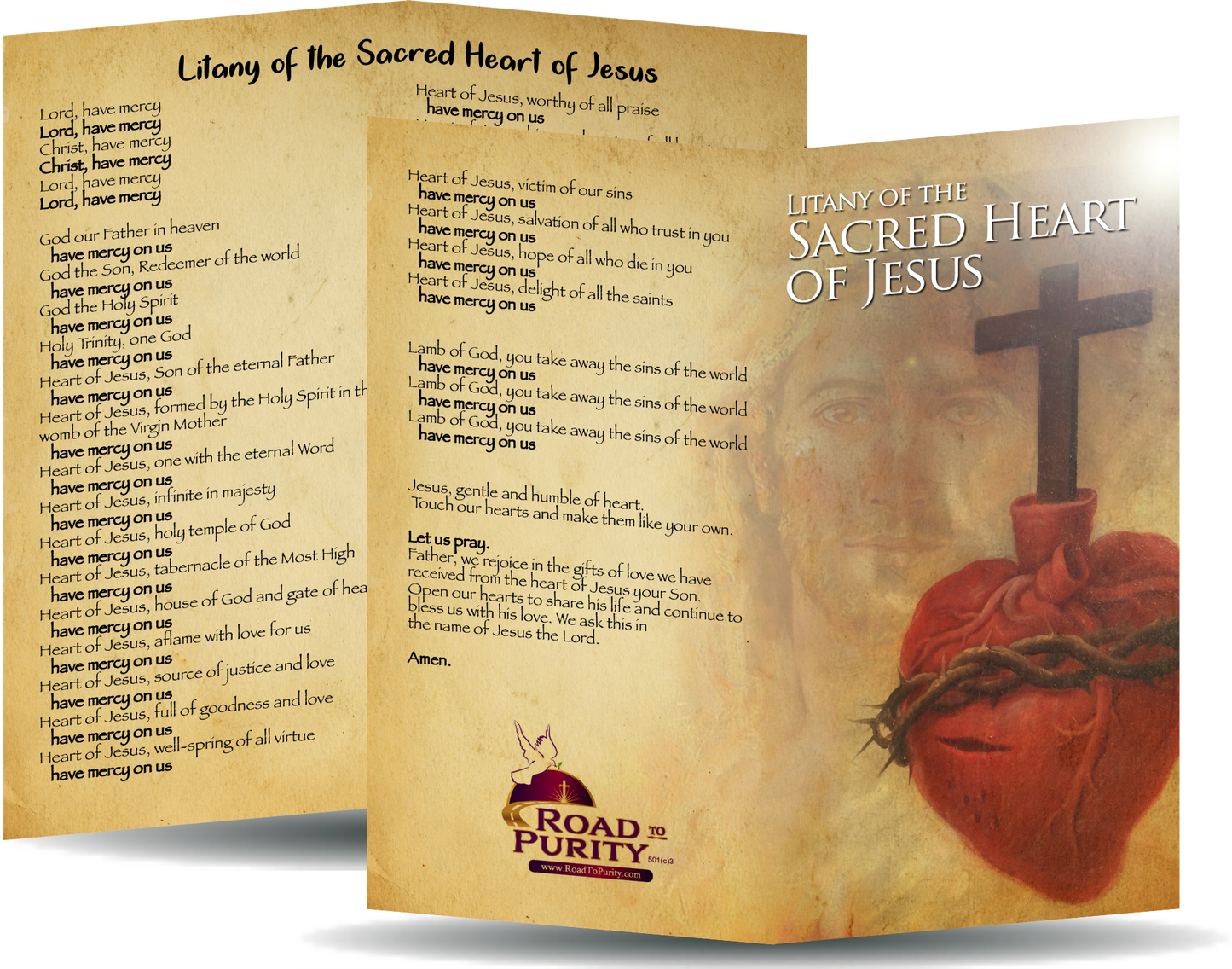 Litany of the Sacred Heart of Jesus - Prayer Card / 3" x 6" folded