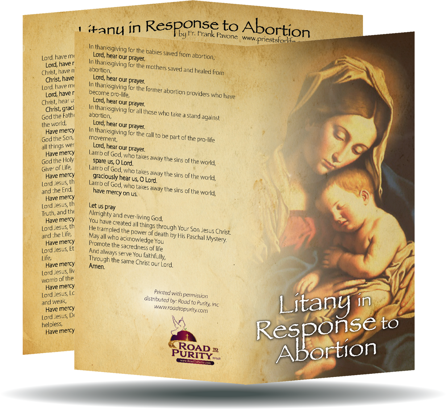 Litany in Response to Abortion  - Prayer Card / 3" x 6" folded