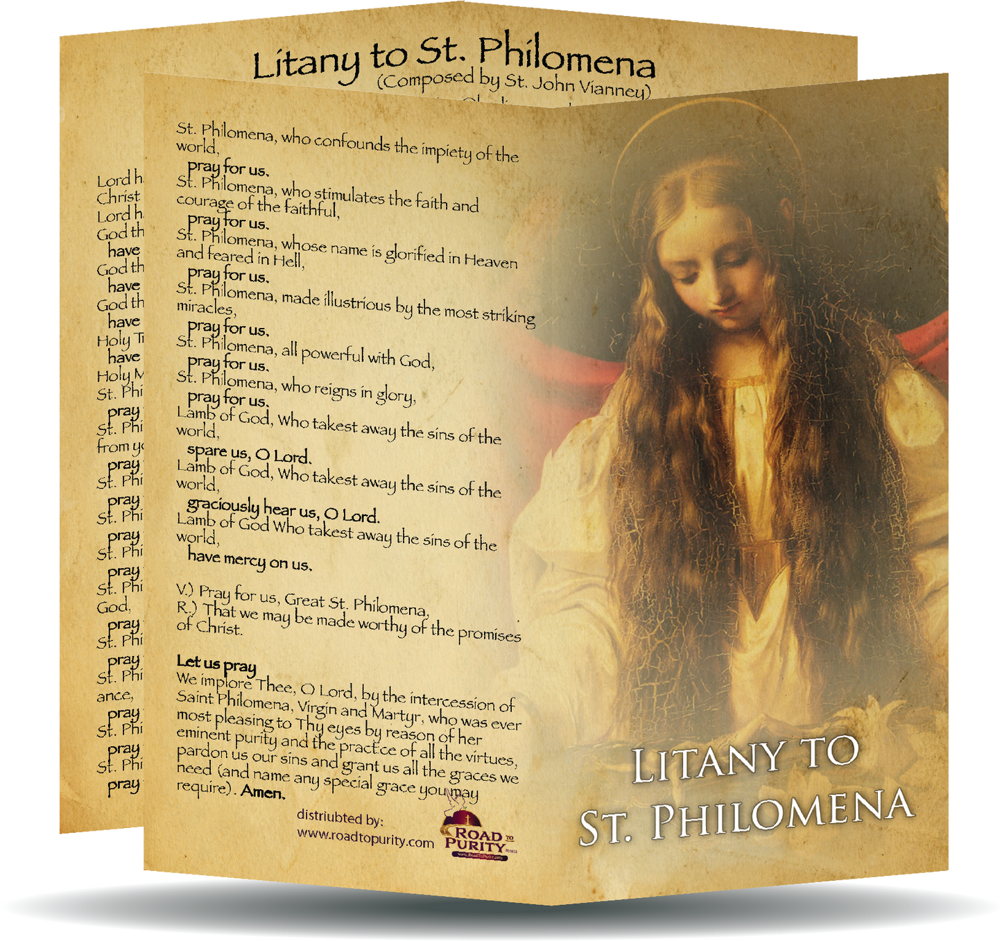 Litany to St Philomena - Prayer Card / 3" x 6" folded