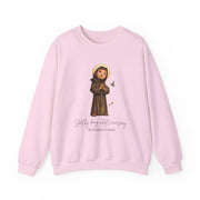 Cozy Cute Saint Francis of Assisi Adult Sweatshirt  Catholic Gift  Faith Apparel in 13 Colors