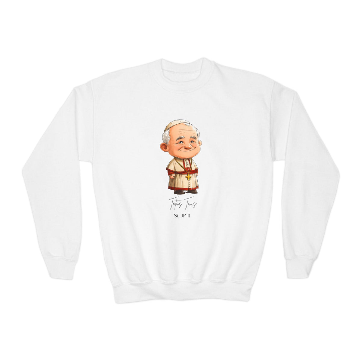 Saint John Paul II Kids Sweatshirt, Catholic Gift, Faith Apparel in 4 Colors