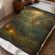 Good News Shepherds Velveteen Blanket | Starry Night Nativity Scene, Angelic Light