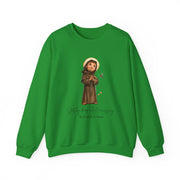 Cozy Cute Saint Francis of Assisi Adult Sweatshirt  Catholic Gift  Faith Apparel in 13 Colors
