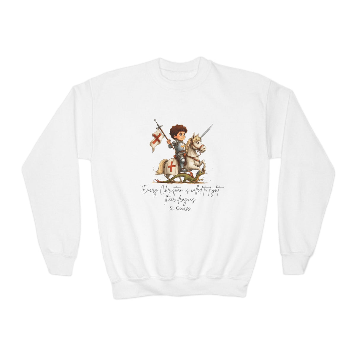 Classic Cute Saint Catherine of Siena Kids Sweatshirt, Catholic Gift, Faith Apparel in 4 Colors