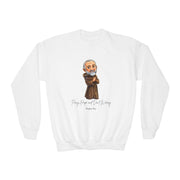 Cozy Cute Saint Padre Pio Kids Sweatshirt  Catholic Gift  Faith Apparel in 4 Colors