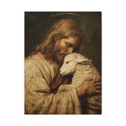 Jesus and Lamb Canvas Print Religious Beautiful Jesus Home Decor Son of God Wall Art Matte Canvas Lamb of God