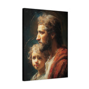 Jesus and Joseph Canvas Print Religious Beautiful Foster Father Home Decor Terror of Demons Wall Art Matte Canvas