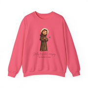 Cozy Cute Saint Francis of Assisi Adult Sweatshirt  Catholic Gift  Faith Apparel in 13 Colors