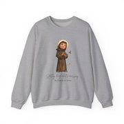 Cozy Cute Saint Francis of Assisi Adult Sweatshirt  Catholic Gift  Faith Apparel in 13 Colors