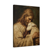 Jesus and Lamb Canvas Print Religious Beautiful Jesus Home Decor Son of God Wall Art Matte Canvas Lamb of God