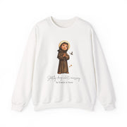 Cozy Cute Saint Francis of Assisi Adult Sweatshirt  Catholic Gift  Faith Apparel in 13 Colors
