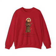 Cozy Cute Saint Francis of Assisi Adult Sweatshirt  Catholic Gift  Faith Apparel in 13 Colors