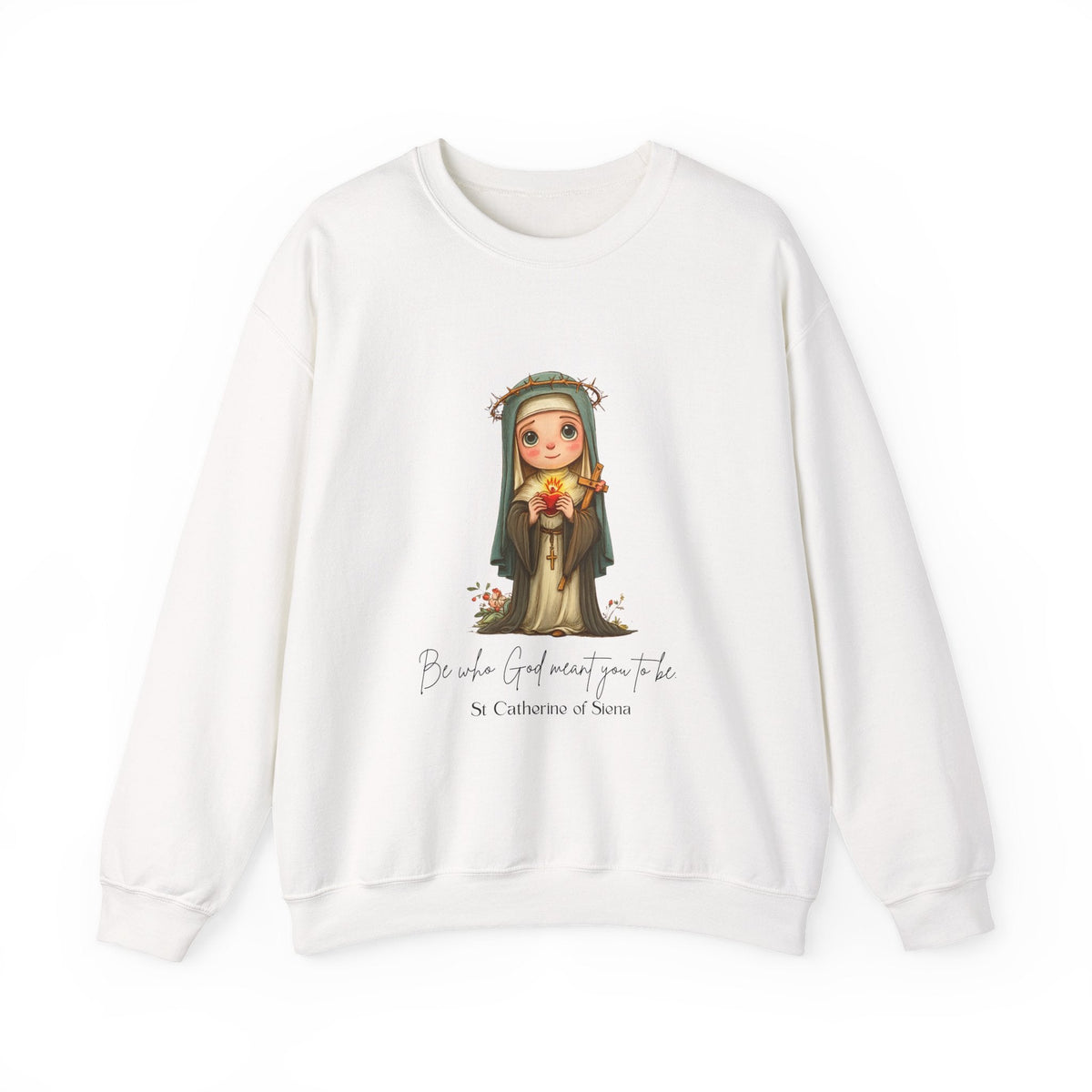 Classic Cute Saint Catherine of Siena Adult Sweatshirt  Catholic Gift  Faith Apparel in 13 Colors