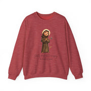 Cozy Cute Saint Francis of Assisi Adult Sweatshirt  Catholic Gift  Faith Apparel in 13 Colors