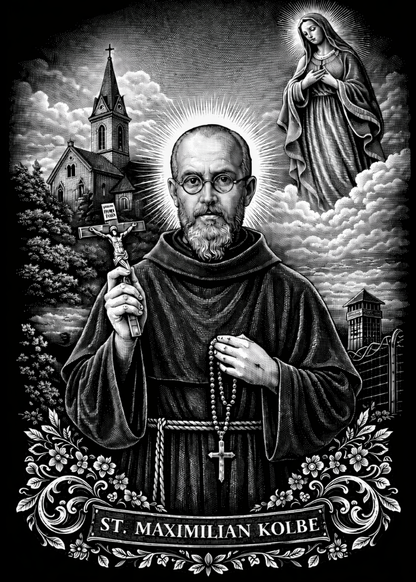 CLASSIC VERSION Prayer to Maximilian Kolbe for the Grace to be Freed from Addiction- PREMIUM METAL