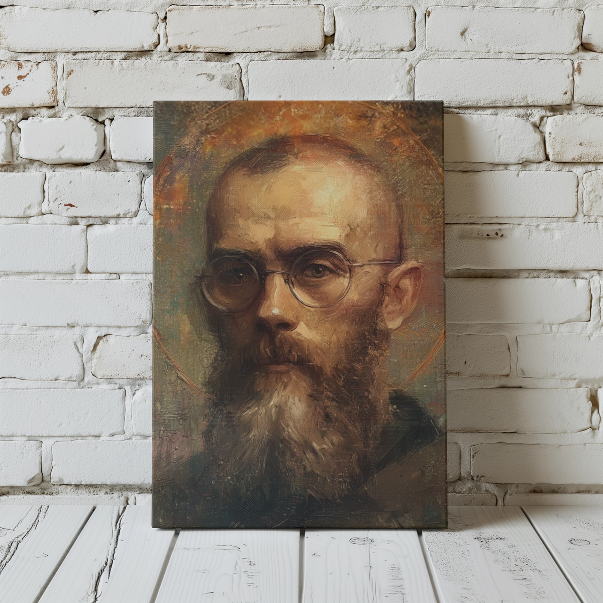 St Maximilian Kolbe Matte Canvas Print - Religious Wall Art