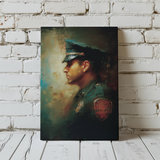 Prayer for Police Officers  Matte Canvas Print - Religious Wall Art
