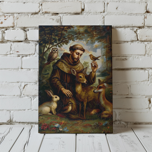 St Francis of Assisi Matte Canvas Print - Religious Wall Art