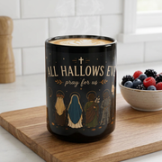 All Hallows Eve Mug  Black ceramic coffee cup All Saints Day Drink