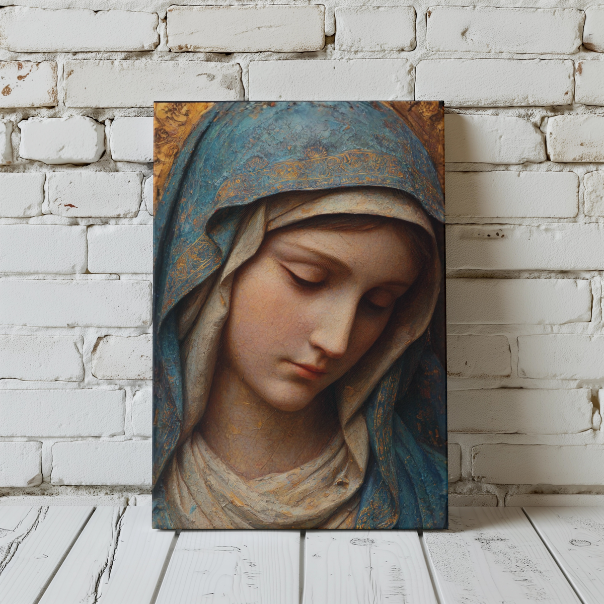 Blessed Virgin Mary Canvas Print Religious Mother of God Home Decor Wall Art Matte Canvas