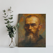 St. Maximilian Kolbe Canvas Print, Catholic Wall Art, Modern Saint Portrait, Faith & Sacrifice Decor