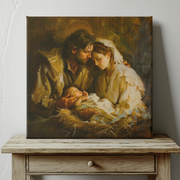 Holy Family Canvas Wall Art, Christian Home Decor, Sacred Catholic Artwork for Prayer Room, Inspirational Religious Gift