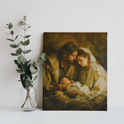 Holy Family Canvas Wall Art, Christian Home Decor, Sacred Catholic Artwork for Prayer Room, Inspirational Religious Gift