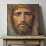 Face of Jesus Canvas Wall Art,  Christian Home Decor, Sacred Catholic Artwork for Prayer Room, Inspirational Religious Gift for Homes