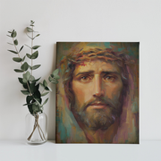 Face of Jesus Canvas Wall Art,  Christian Home Decor, Sacred Catholic Artwork for Prayer Room, Inspirational Religious Gift for Homes