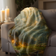 Good News Shepherds Velveteen Blanket | Starry Night Nativity Scene, Angelic Light