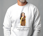 Warm Cute Saint Therese of Lisieux Adult Sweatshirt  Catholic Gift  Faith Apparel in 13 Colors