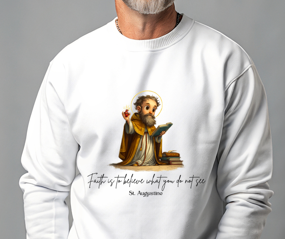 Stylish Cute Saint Augustine Adult Sweatshirt  Catholic Gift  Faith Apparel in 13 Colors