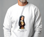 Saint Faustina Adult Sweatshirt, Catholic Gift, Faith Apparel in 13 Colors