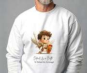 Warm Cute Saint Michael the Archangel Adult Sweatshirt  Catholic Gift  Faith Apparel in 13 Colors